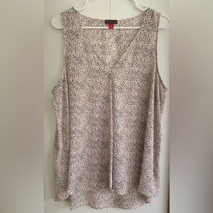 Vince Camuto Dalmatian Print Sheer Sleeveless Blouse | Large